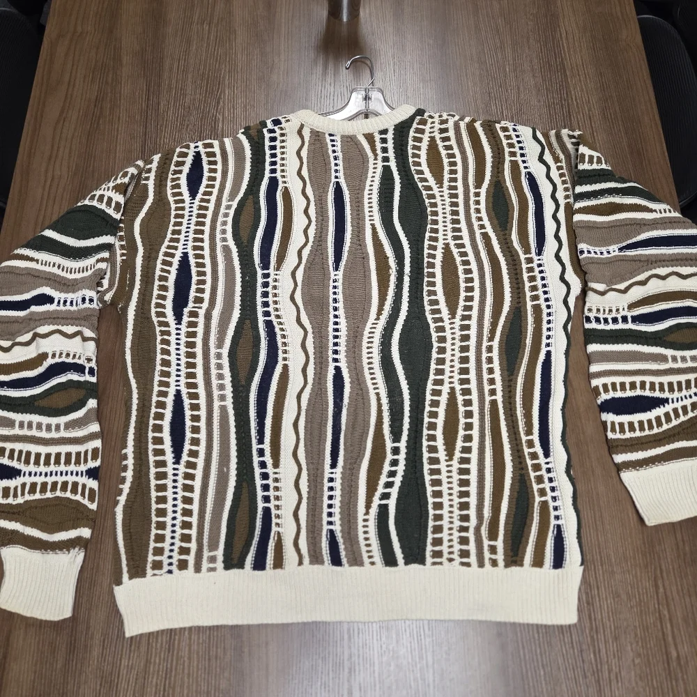 Vintage Old Glory Sweater Mens 2XL Multicolor 3D Knit 3D Style Made USA 90s - Picture 2 of 9